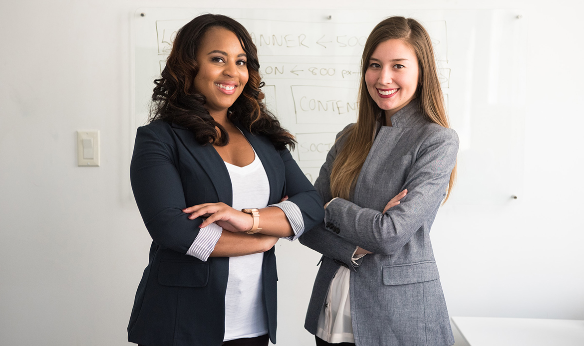 two women standing together