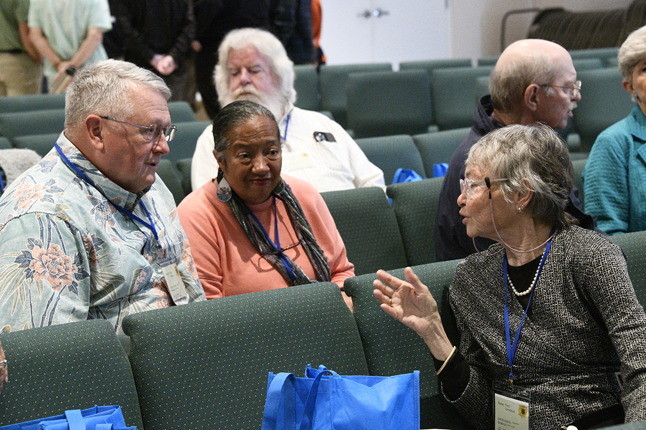 people sitting in chairs talking